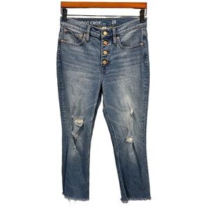 J.‎ Crew Demi Boot Cropped Jeans with Distressing & Raw Hem Blue 28